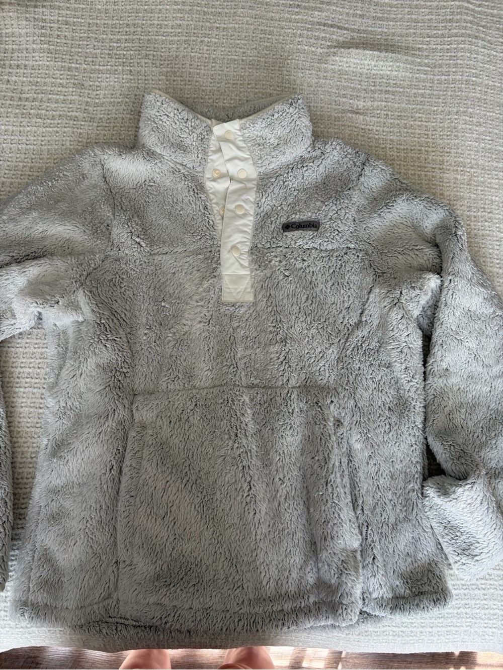 Columbia Light Gray Plush Fleece Snap Jacket